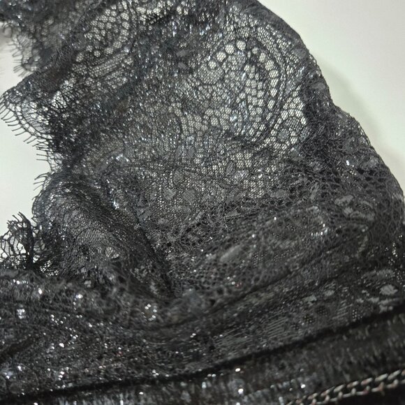 Victoria's Secret Shimmer Halter‎ Lace Bralette in Black - Size Small - Picture 4 of 8